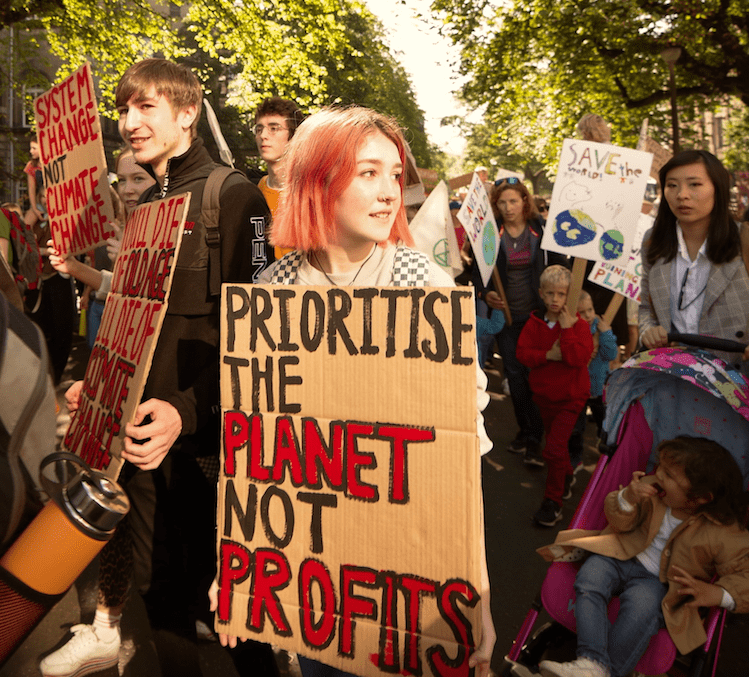 Person holding a sign at a protest